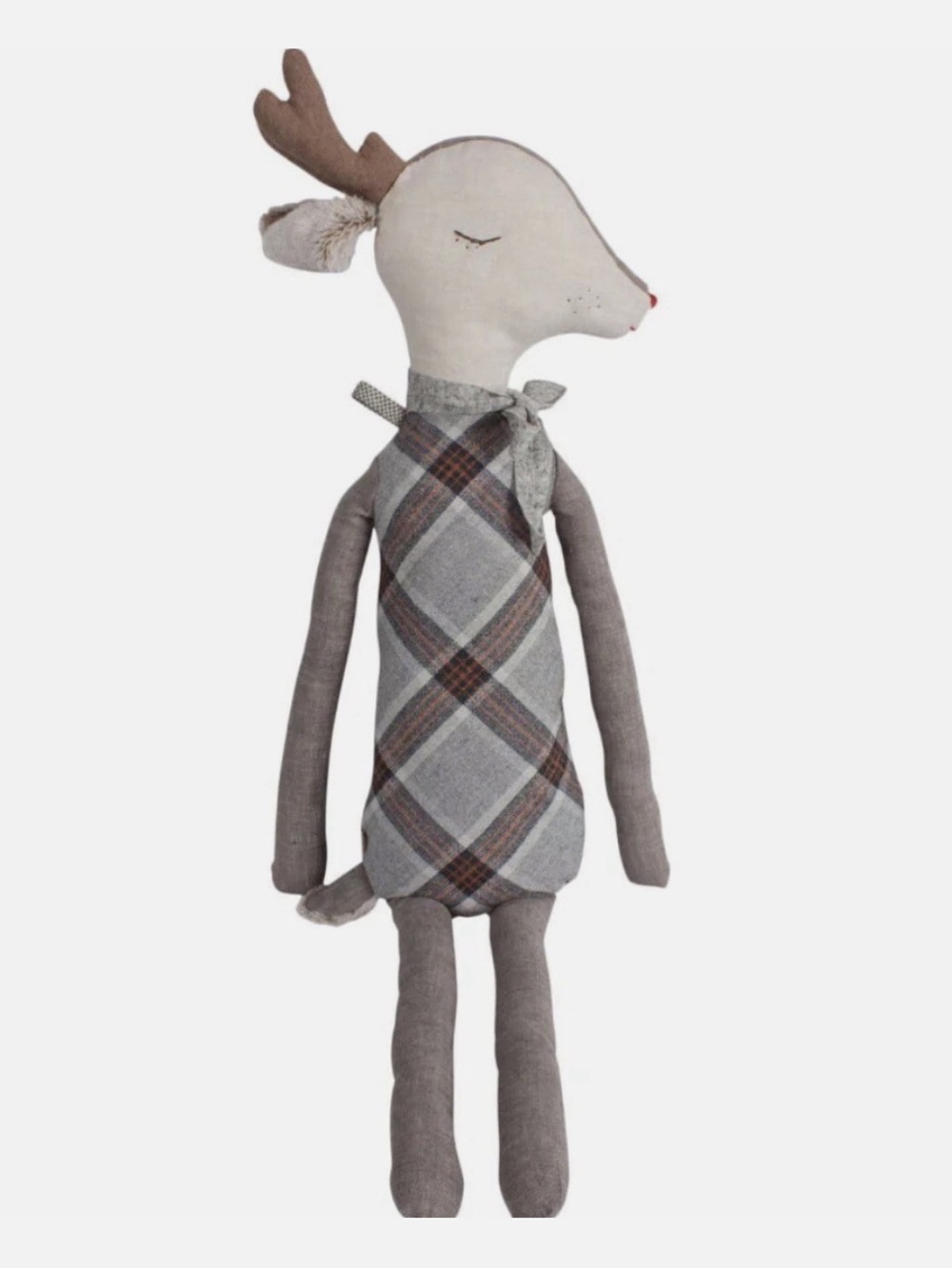 Maileg Mellow Sleepy Wakey Reindeer Plaid Retired